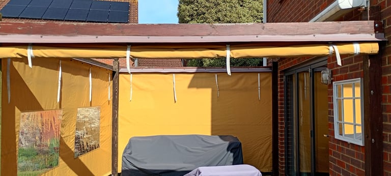 Pergola three fold down canvas sides