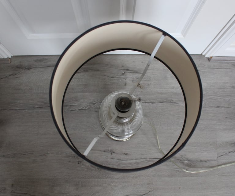 RV Astley Malin Nickel Glass Lamp Base Blue Shade Large Table Light Luxury