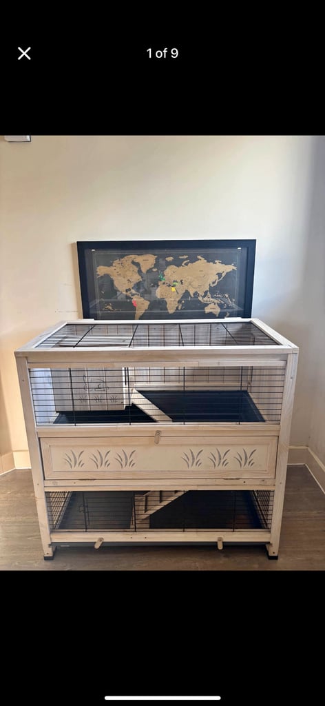 Ferplast cottage medium guinea pig rabbit indoor cage/hutch with two levels