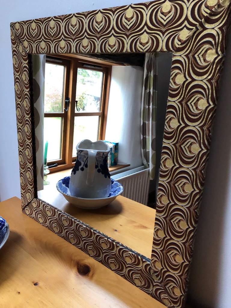 Large Square Fabric Covered Mirror