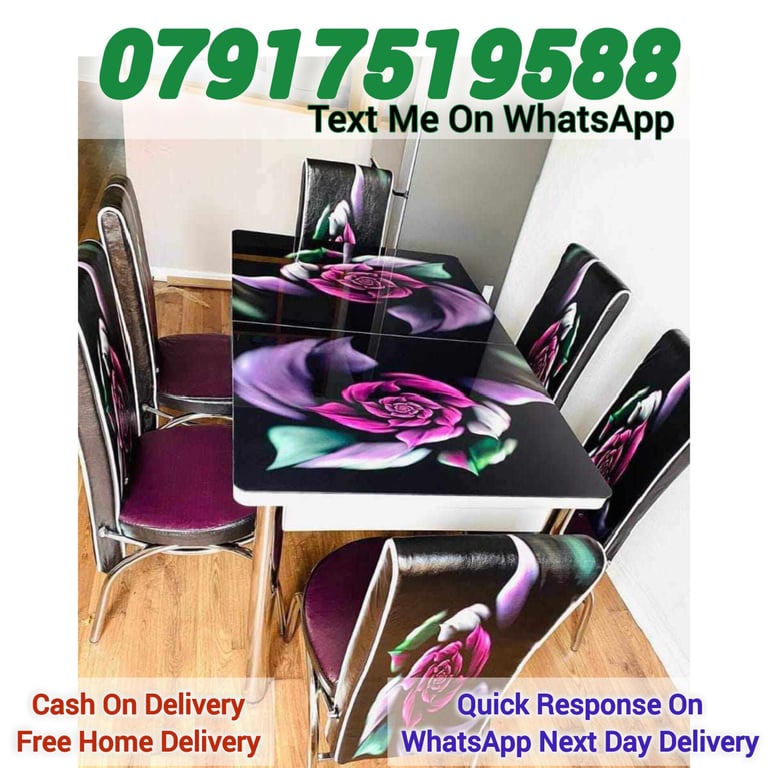 Dining table with 4 and 6 chairs Free Delivery