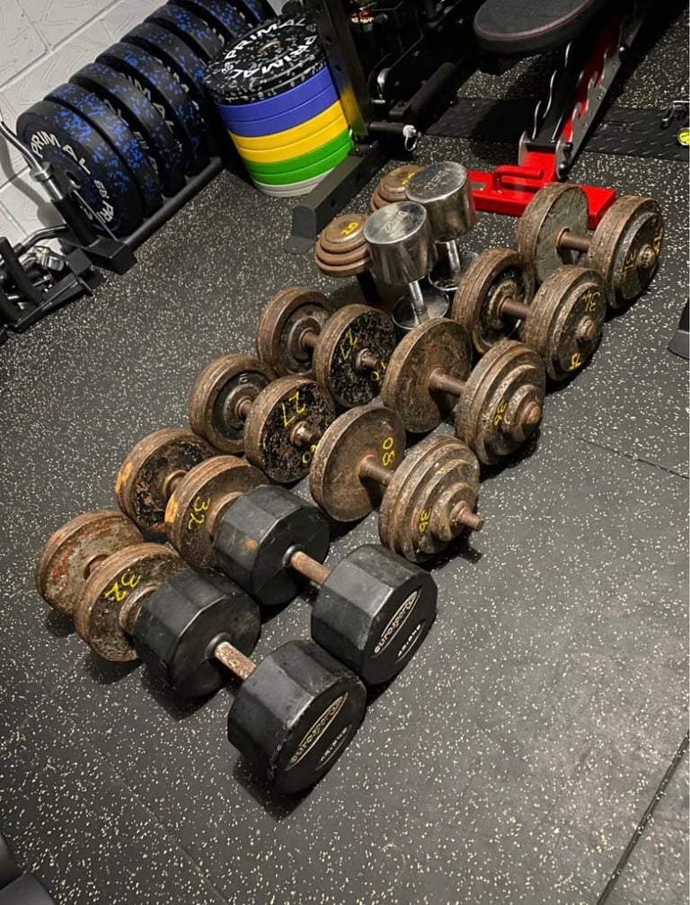image for 428kg dumbbell set 2x 42.5kg, 36kg, 34kg, 32kg, 27kg, 22.5kg & 20kg 