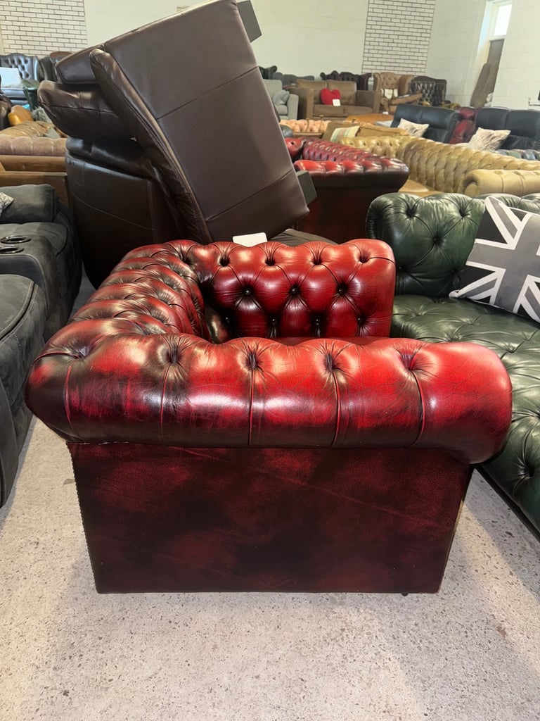 Chesterfield oxblood real leather club chair