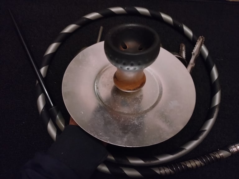 Shisha Pipe - 4-Hose Stem, Large Glass Base Vase, 1.9m Long Brown Leather Hose - Magix Hookah