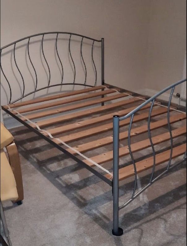 image for Double bed frame, standard UK size, no mattress, very good condition, occasional use only