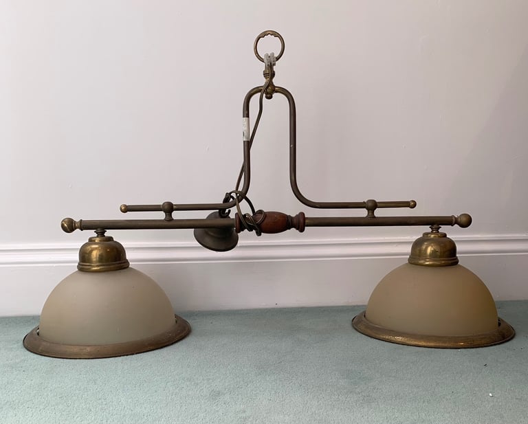 image for Antique brass and mahogany ceiling light