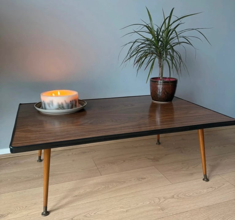 image for Vintage Dansette Legs Teak Veneer Coffee Table - Retro Mid-Century Style