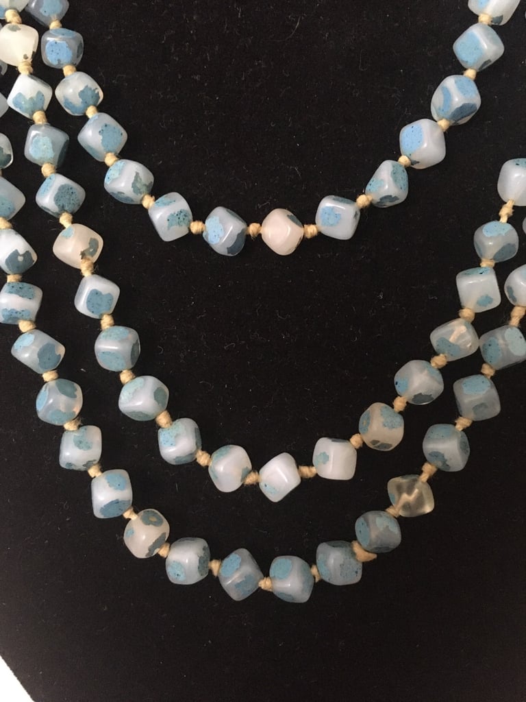 image for Knotted & Strung Beaded Necklace Vintage Rope Length 58” Inches