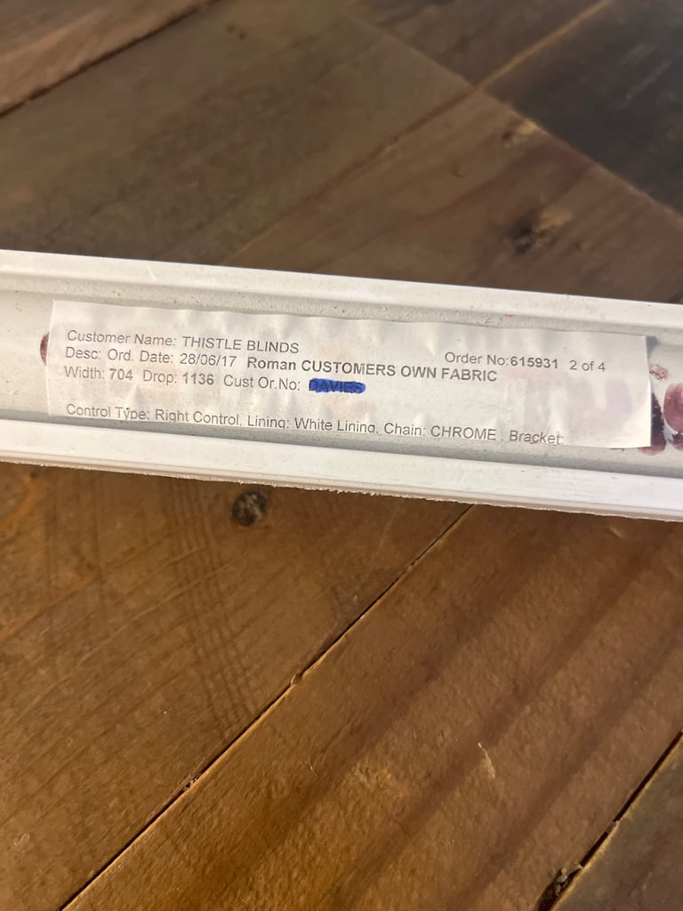 Roman Blind 704 width x 1136 mm drop