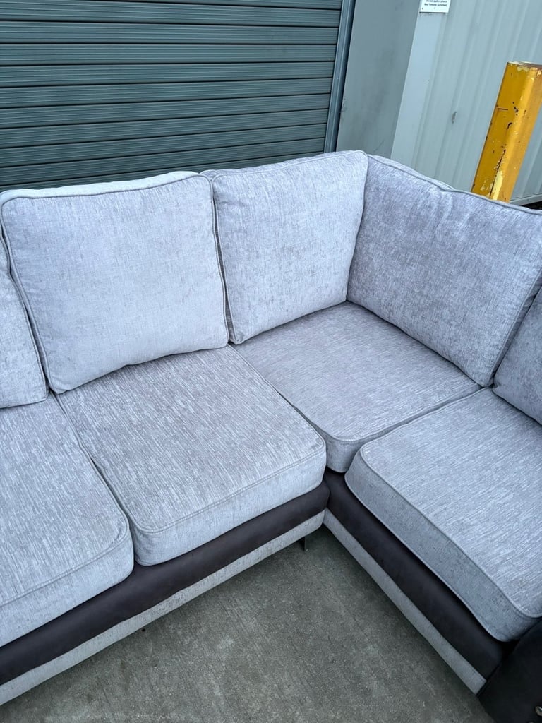 Grey French velvet corner sofa 