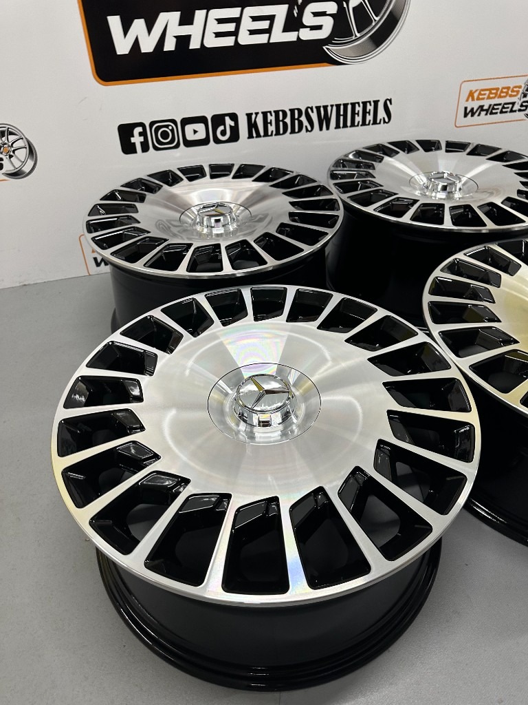 20" MERCEDES MAYBACH REPLACEMENT ALLOY WHEELS BLACK MACHINED C CLASS E CLASS S CLASS