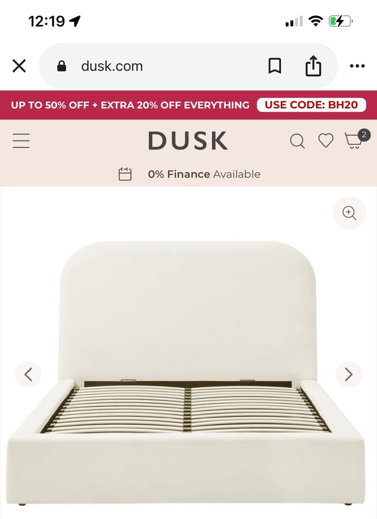 Dusk double bed Boucle off white *£299 on website now* 