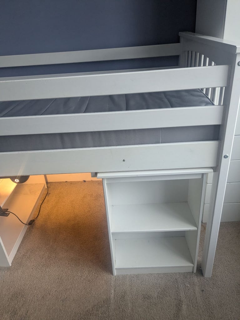 White cabin bed with storage 