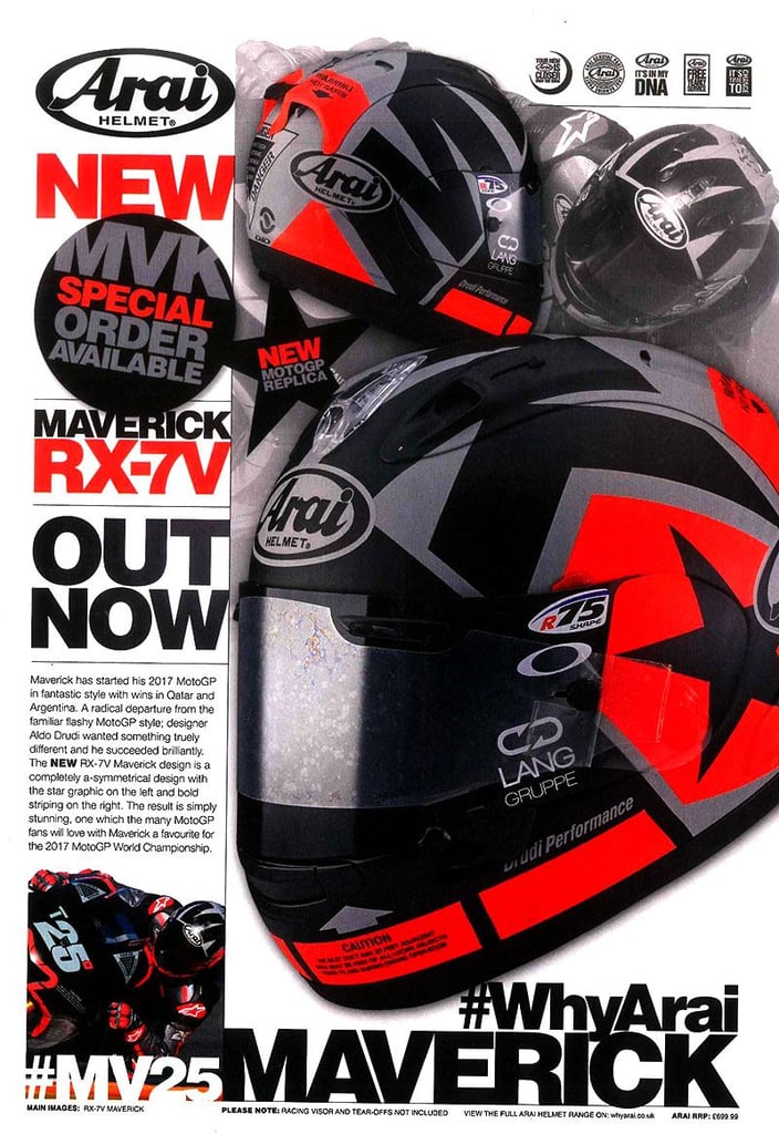 RARE COLLECTORS ITEM #ARAI RX-7 MOTORCYCLE HELMET - MAVERICK VINALES WINTER TEST