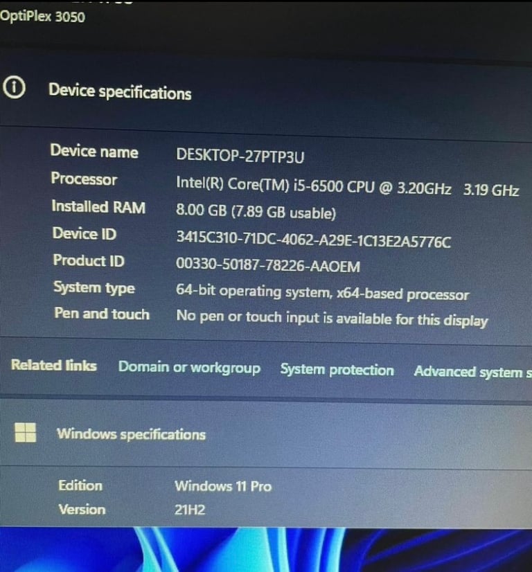 Computer optiplex i5 6 th Gen 