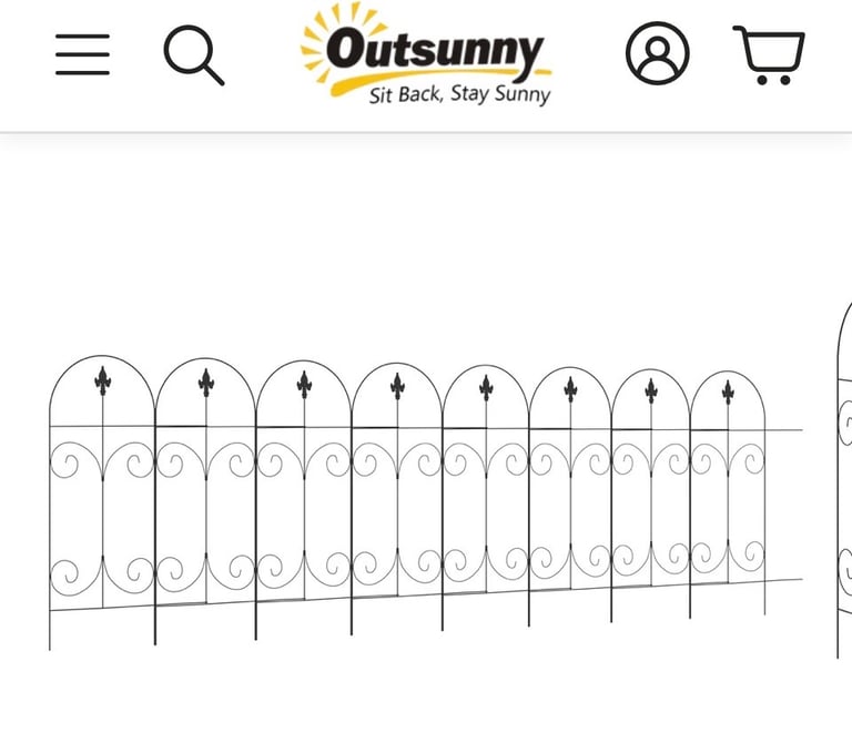image for Outsunny Decorative Garden Fencing, 8PCs - Black