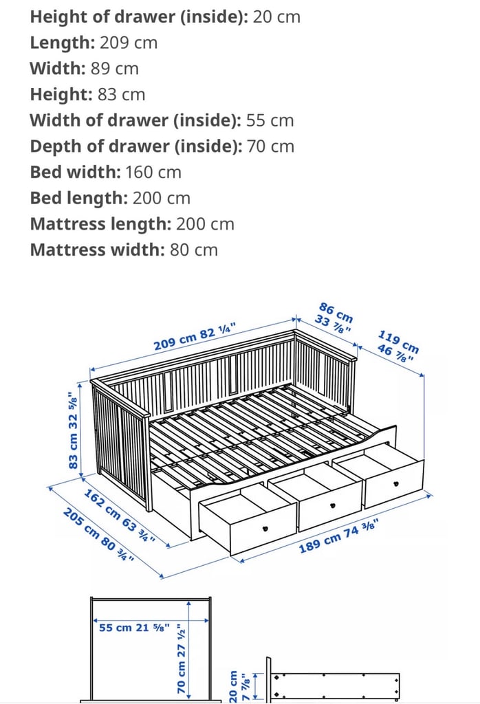 FREE DELIVERY - IKEA Hemnes Day bed + 2 Mattresses
