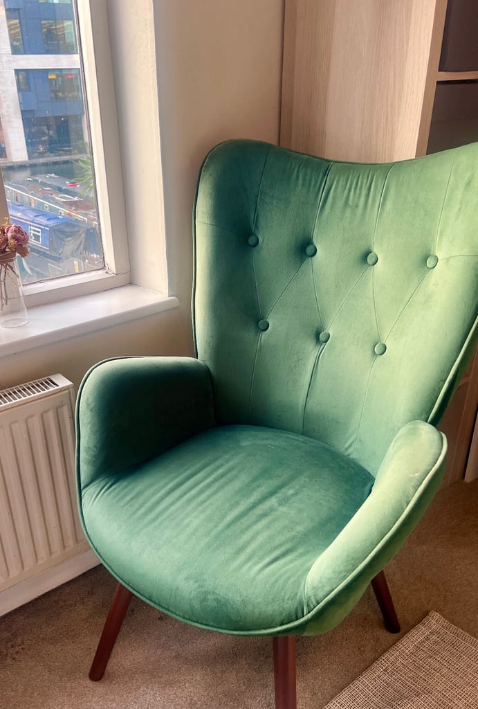 image for Modern Wingback Velvet Lounges Chaise Tufted Armchair 