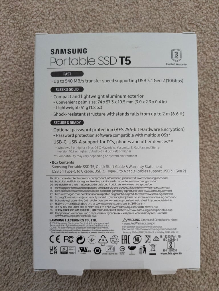 Unused 1TB Samsung T5 SSD