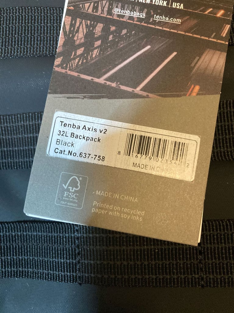 Tenba Axis V2 Backpack 32L - Black - Brand new and unused camera backpack bag