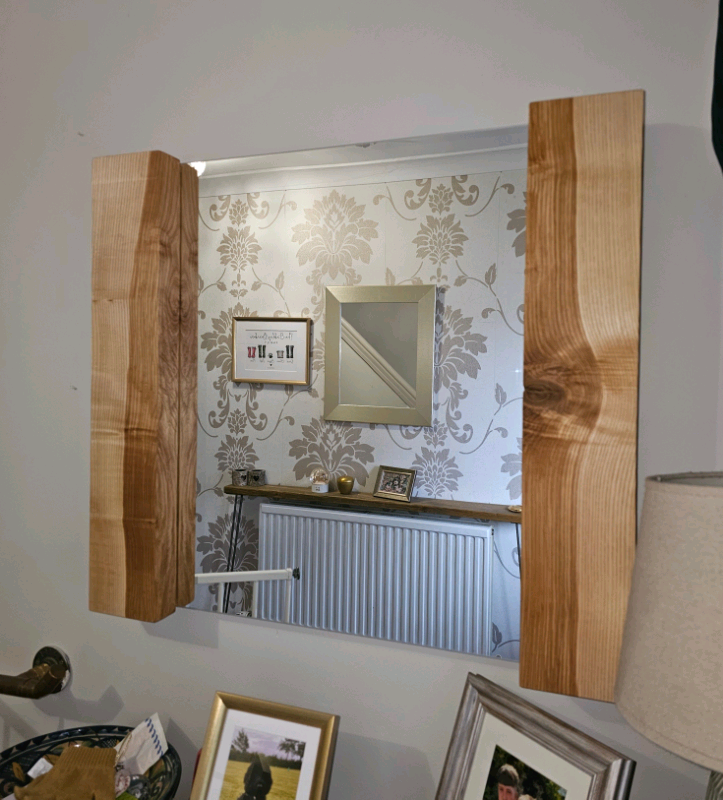 image for Handcrafted Solid Oak Rustic Mirror