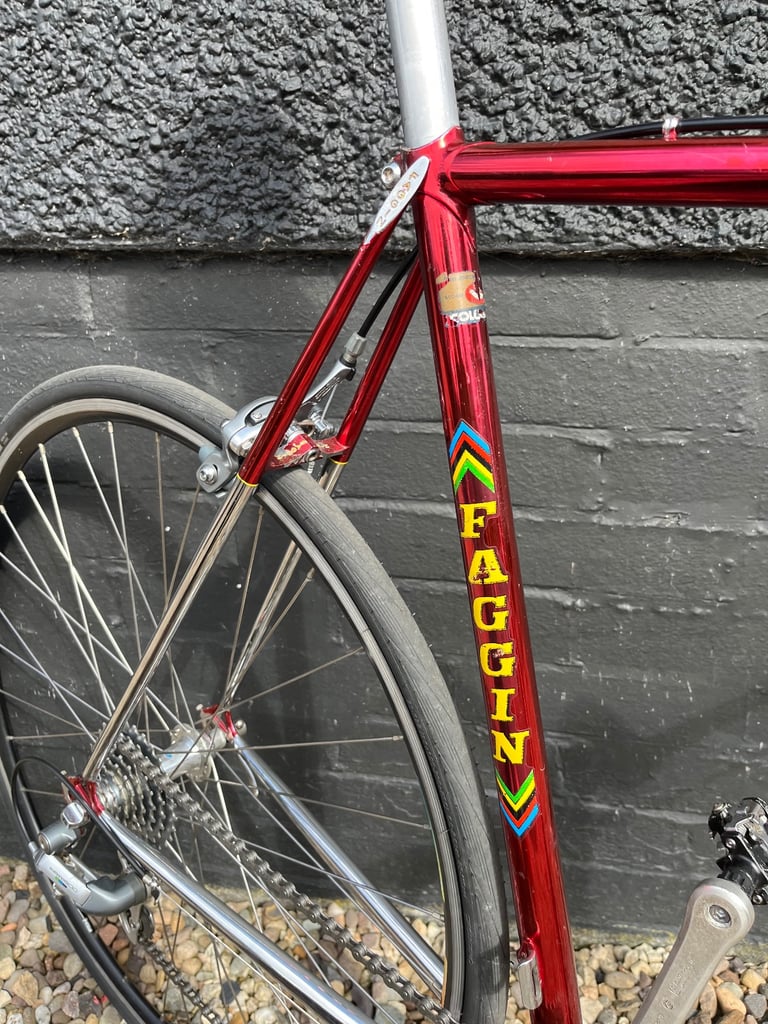 Fully serviced vintage Italian flat bar Road bike Faggin Columbus
