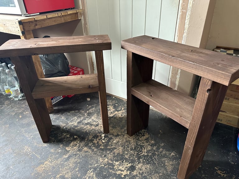 2 chunky Rustic Wood side tables or bed side tables