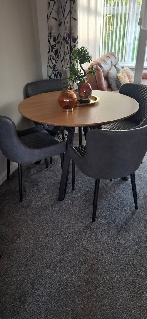 Grey faux leather dining chairs x4 