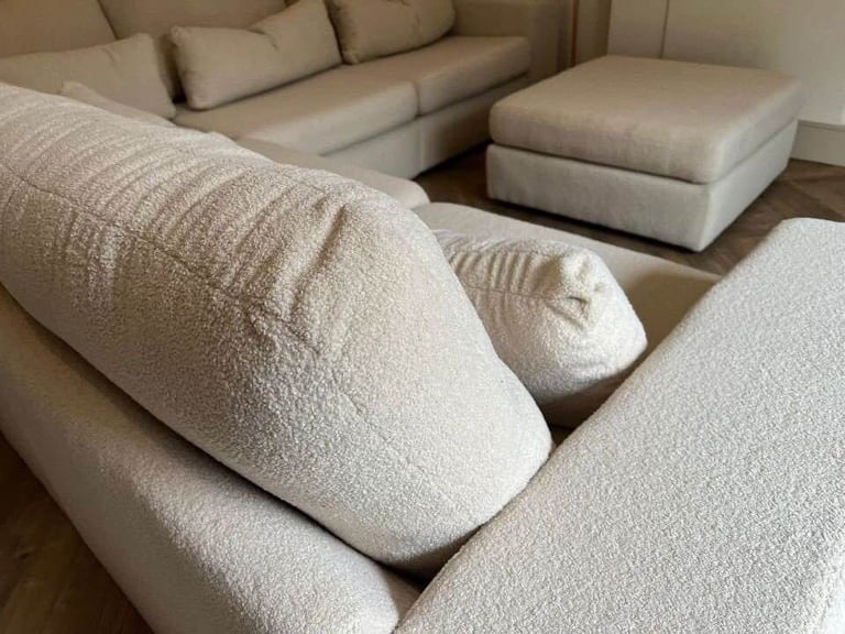 image for Cream 5x seater high back corner sofa