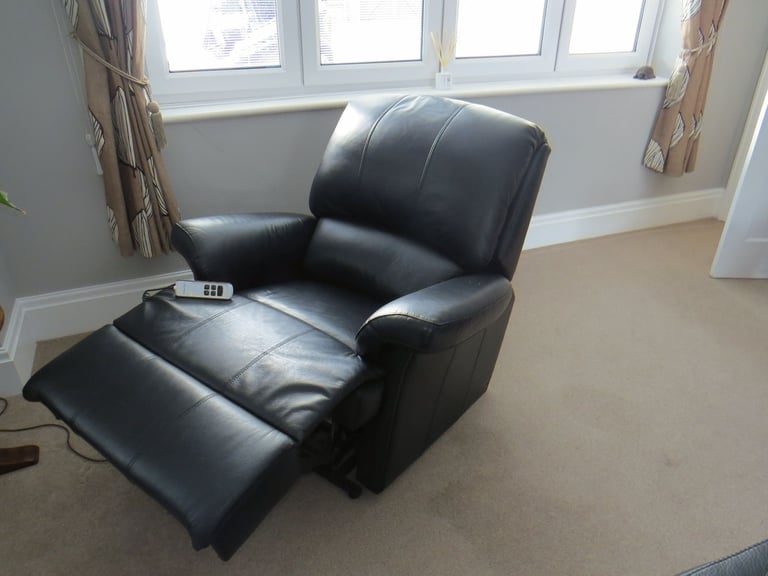Sherbourne black leather electric rise and recline chair