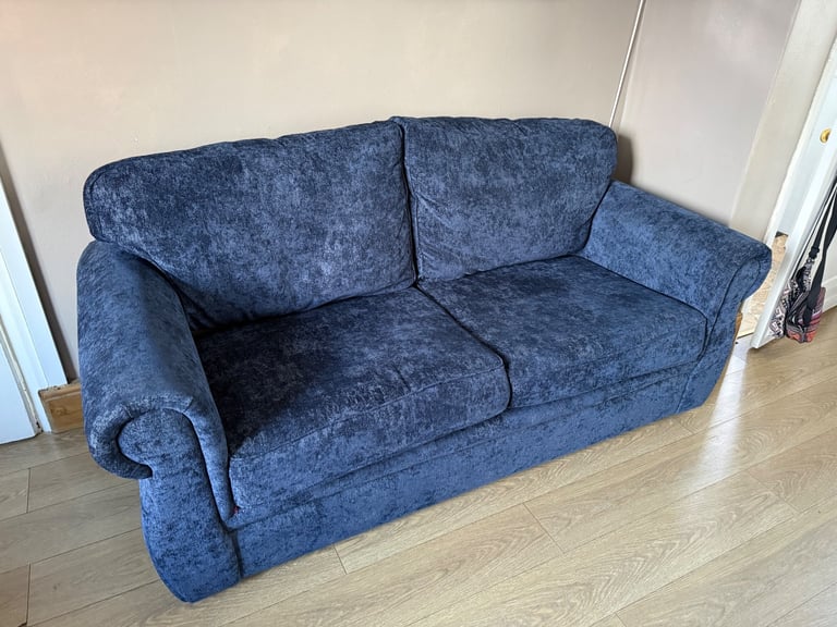 image for 3 seater sofa and 2 chairs- navy blue 