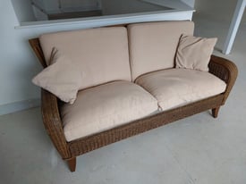 2 Seater Beige Rattan Sofa