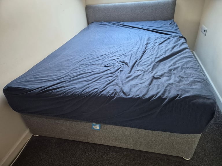 image for Double Bed with Mattress & Two Storage Drawers – Excellent Condition