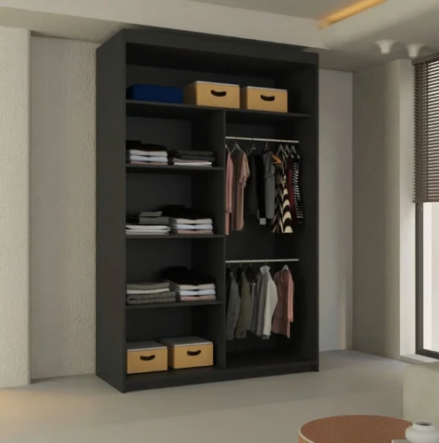 Brand New - Lisbon Mirror Sliding Door Wardrobe - Black - SAME/NEXT DAY DELIVERY