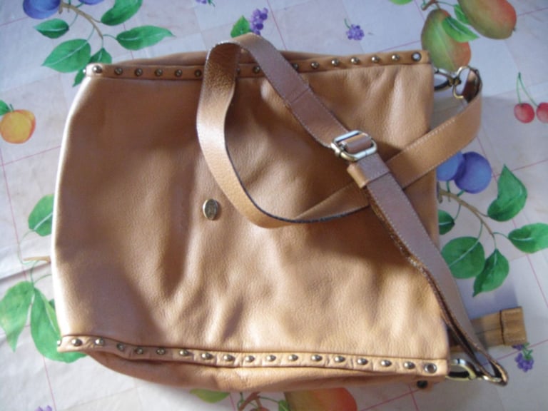 image for AVORIO ITALIAN LEATHER BAG DARK BEIGE MESSENGER, CROSSBODY BAG