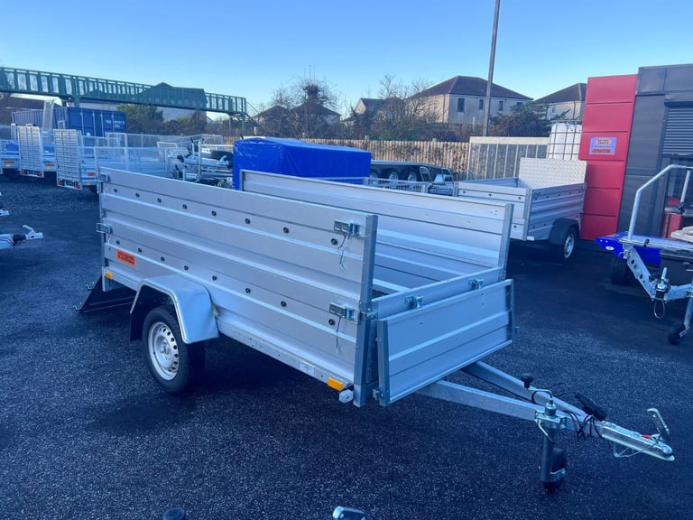 BRAND NEW 7,7ft x 4,2ft (B235) SINGLE AXLE/DOUBLE BROADSIDE NIEWIADOW TRAILER 750KG