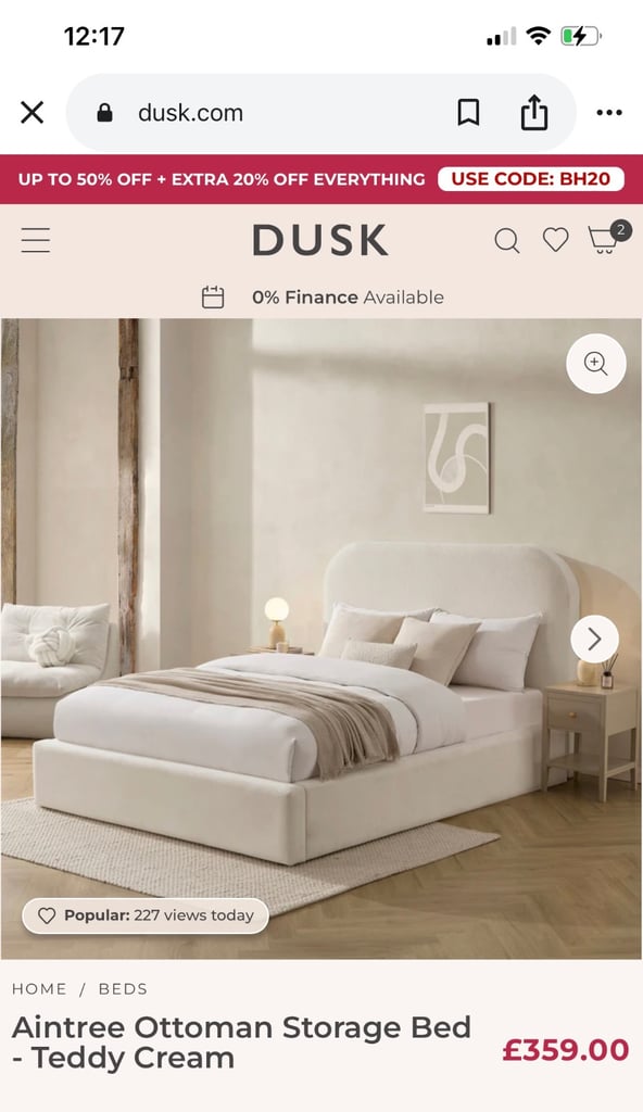 image for Dusk double bed Boucle off white *£299 on website now* 