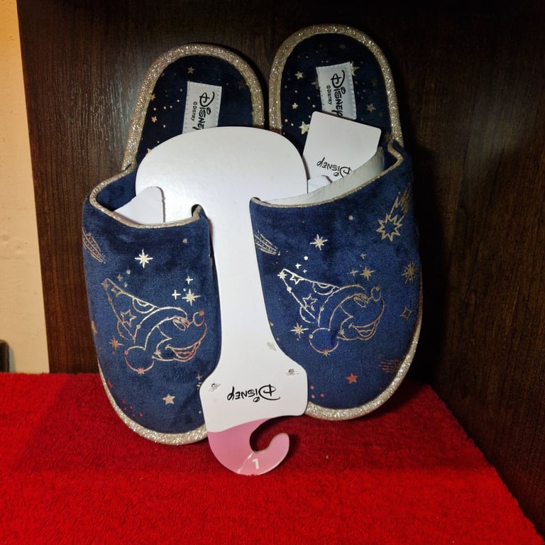 Disney Fantasia Mickey Mouse Sorcerer Slippers – Blue & Gold Stars – Size UK 1 – New with Tags
