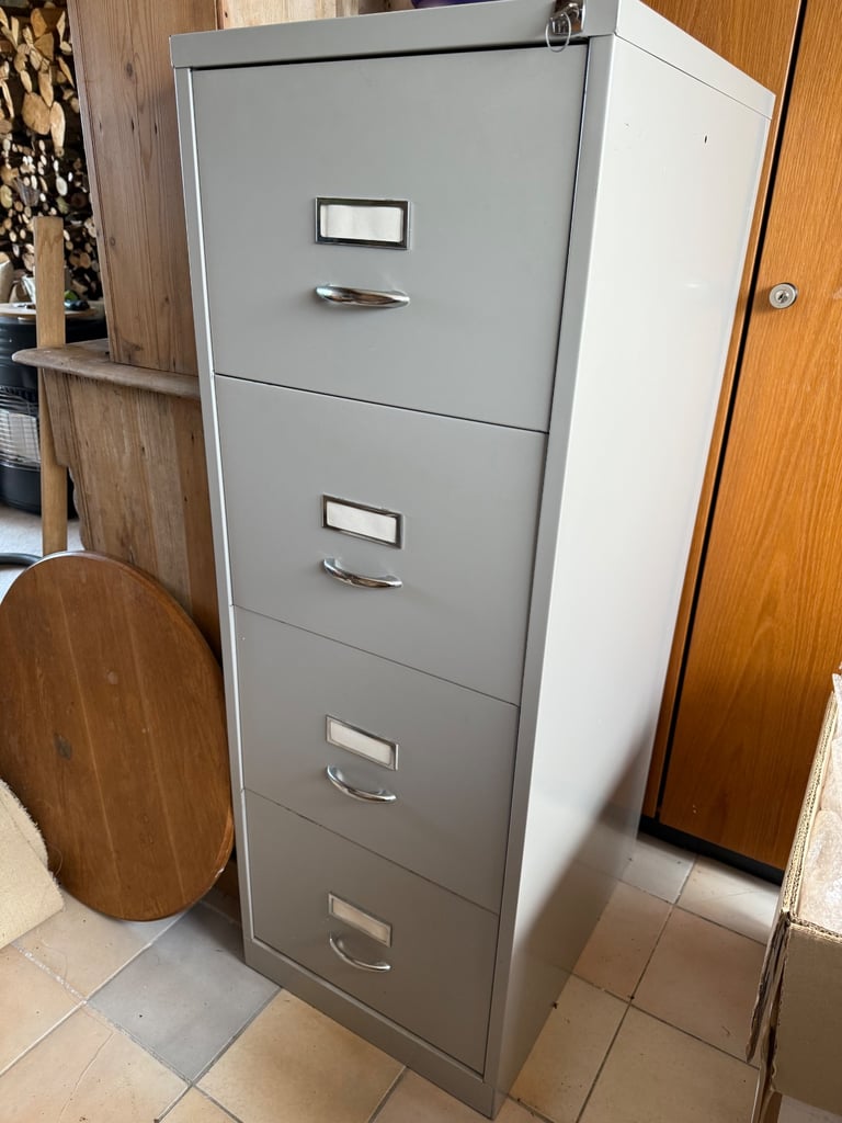 image for Grey Metal Four Drawer Filing Cabinet