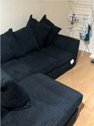 Brand New Dylan L Shape corner Sofa Set in Black Colour - SAME/NEXT DAY DELIVERY