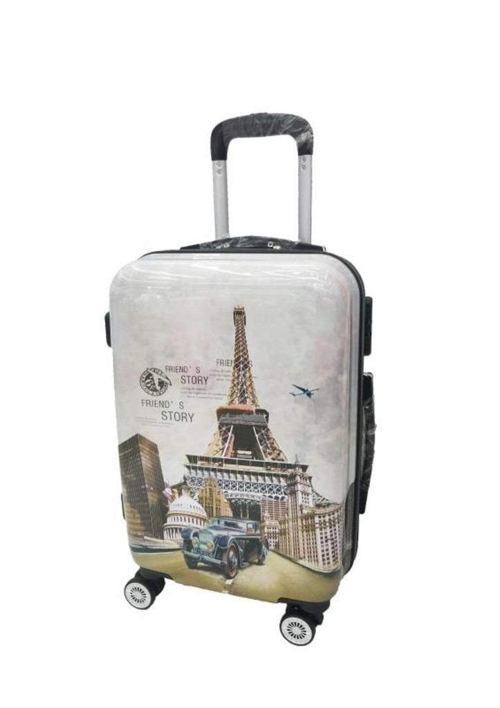 Set of 3 Eiffel Tower Paris Logo ABS Suitcase 8 Wheels Luggage Trolley