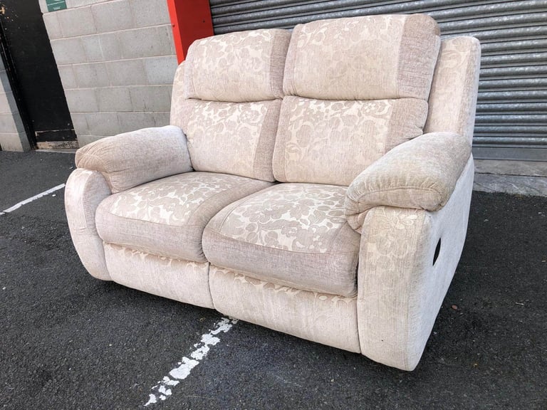 RECLINER Beige Fabric 2 Seater Sofa 