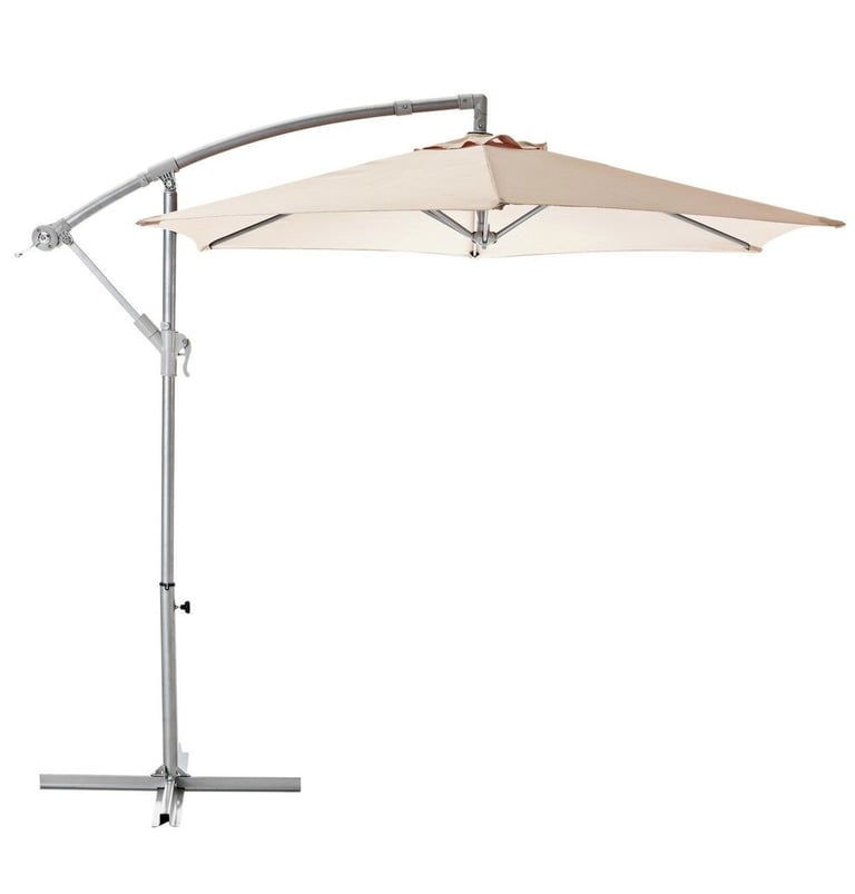 2.5m Overhanging Garden Parasol Cream
