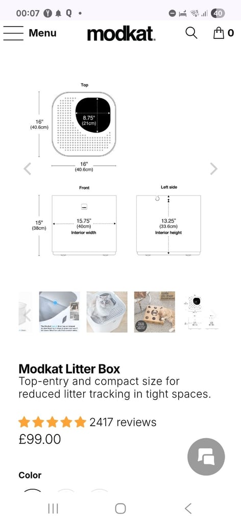 Modko Modkat Black Compact Top Entry Cat Litter Box, 2 Available