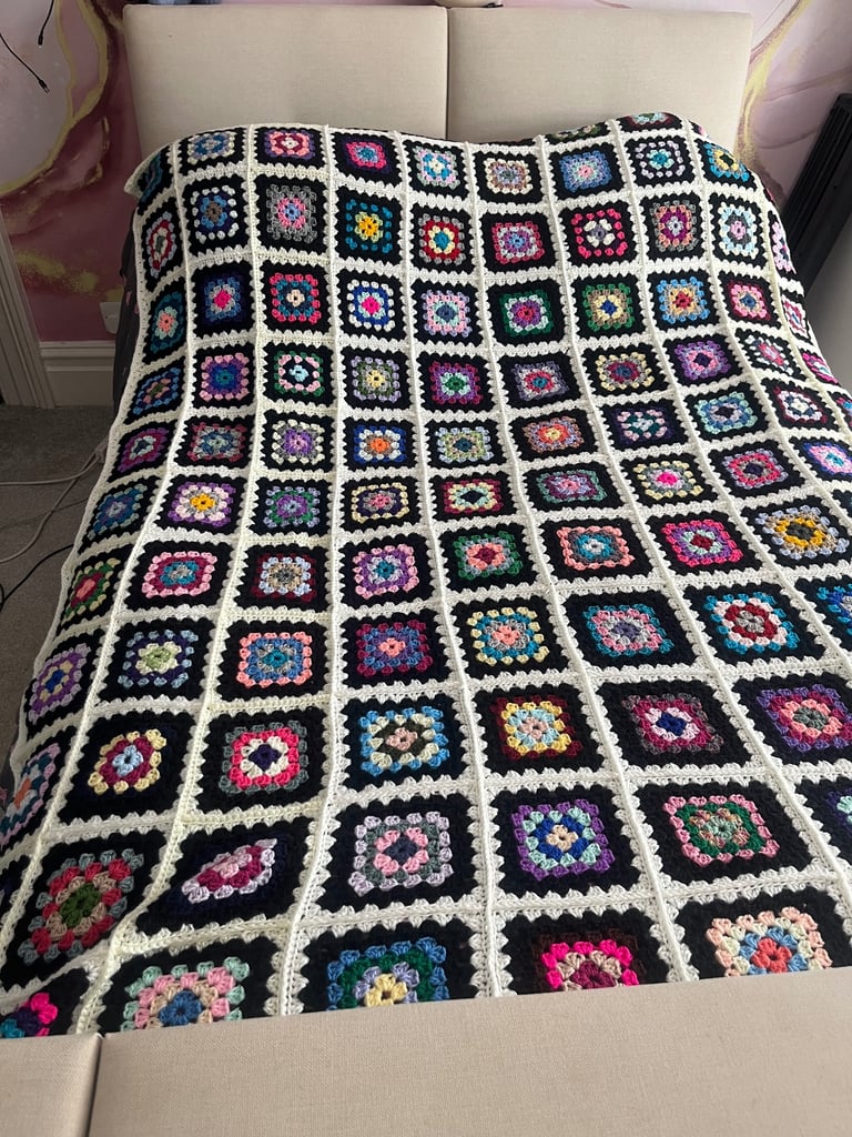 Blanket bed throw handmade 