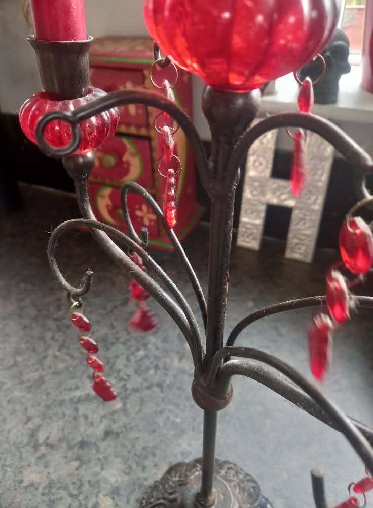 Gothic red lamp and Candelabra 