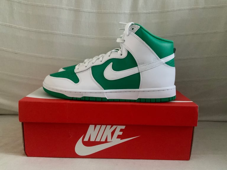 image for Nike Dunk High Retro Trainers White and Green