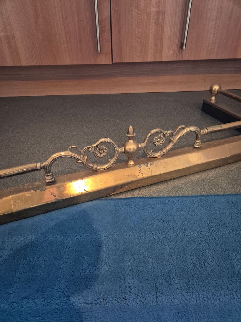 Brass Fender for Fireplace no1 ornate front finial Length 103cm Length 35.5cm Depth Fire Surround 
