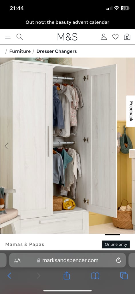 Mamas & Papas Atlas nursery furniture wardrobe and drawers