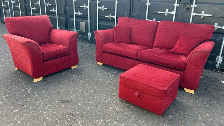 DFS 3 Seater Sofa & Armchair with Ottoman Footstool 